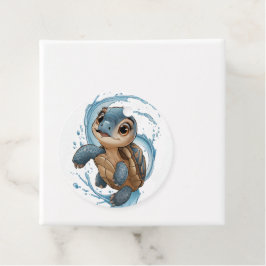 かわいいウミガメのクリスマス　ホリデー　水彩画 フェイバータグ