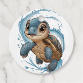 かわいいウミガメのクリスマス　ホリデー　水彩画 フェイバータグ (正面)