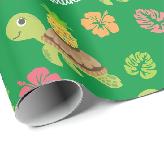 かわいいウミガメのクリスマス ラッピングペーパー (ロールコーナー)