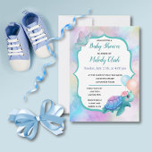 かわいいウミガメのパステル水の色ベビーシャワー カード