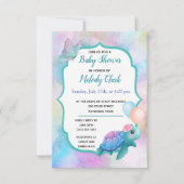 かわいいウミガメのパステル水の色ベビーシャワー カード (正面)