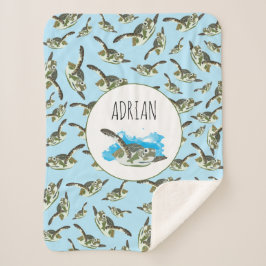 かわいいウミガメのパターン シェルパブランケット