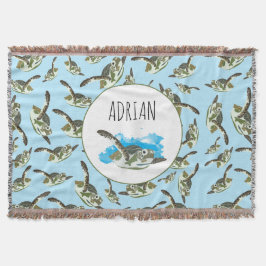 かわいいウミガメのパターン スローブランケット