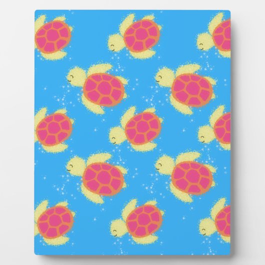 かわいいウミガメのパターン フォトプラーク (正面)