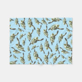 かわいいウミガメのパターン フリースブランケット (正面(横))