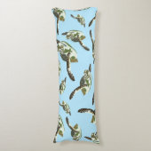 かわいいウミガメのパターン ボディピロー (正面縦)