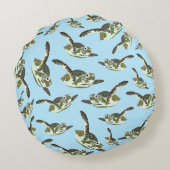 かわいいウミガメのパターン ラウンドクッション (裏面)