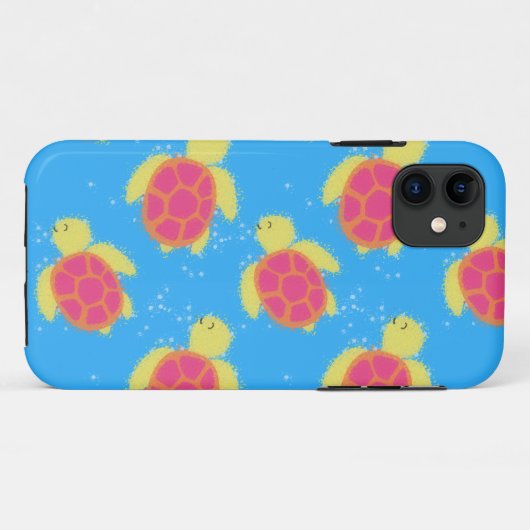 かわいいウミガメのパターン Case-Mate iPhoneケース (裏面(横))