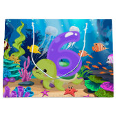 かわいいウミガメのパーティー ユニセックス ラージペーパーバッグ (正面)