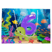 かわいいウミガメのパーティー ユニセックス ラージペーパーバッグ (裏面)