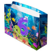 かわいいウミガメのパーティー ユニセックス ラージペーパーバッグ (裏面アングル)