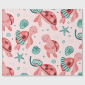 かわいいウミガメのラッピング紙 ラッピングペーパー (フラット)