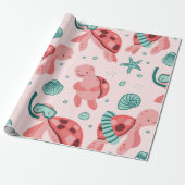 かわいいウミガメのラッピング紙 ラッピングペーパー (アンロールド)