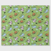かわいいウミガメの動物のパターン ラッピングペーパー (フラット)