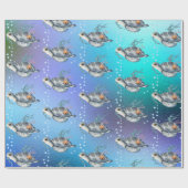 かわいいウミガメの姿 ラッピングペーパー (フラット)