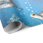 かわいいウミガメの姿 ラッピングペーパー (ロールコーナー)