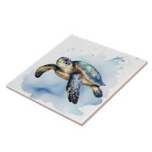 かわいいウミガメの水の色海動物バスルーム タイル (側面)