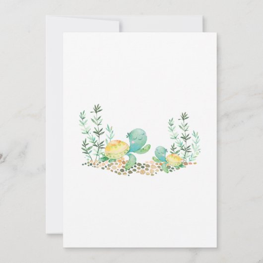 かわいいウミガメの海赤ちゃんシャワー 招待状 (裏面)