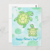 かわいいウミガメの父の日のはがき ポストカード (正面/裏面)