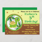 かわいいウミガメの誕生日の招待状 招待状 (正面/裏面)