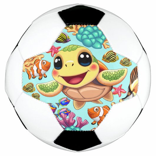 かわいいウミガメの赤ちゃん サッカーボール (正面)