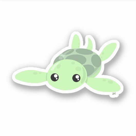 かわいいウミガメカスタムのカットビニールシール シール (正面)