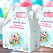 かわいいウミガメカラフル1歳の誕生日のお願いボックス フェイバーボックス