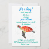 かわいいウミガメザシーブルー海男の赤ちゃん 招待状 (正面)