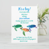 かわいいウミガメザシーブルー海男の赤ちゃん 招待状 (スタンド正面)