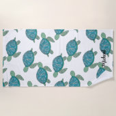 かわいいウミガメパーソナライズされた ビーチタオル (正面)