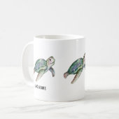 かわいいウミガメ水色海ライフ名前Cof コーヒーマグカップ (正面左)