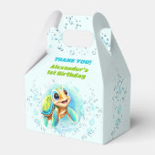 かわいいウミガメ男の子プールパーティー1st誕生日 フェイバーボックス (正面サイド)