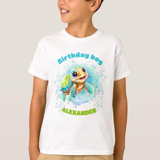 かわいいウミガメ誕生日ボーイズTシャツ Tシャツ (正面)