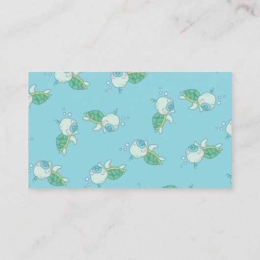 かわいいウミガメ赤ちゃんシャワーかわいいブックブルーボーイ エンクロージャーカード (裏面)
