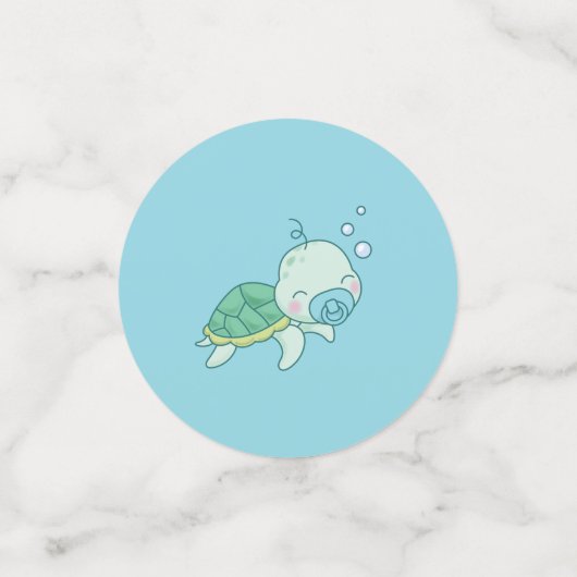 かわいいウミガメ赤ちゃんシャワーかわいいブルーボーイ コンフェッティ (スモール正面)