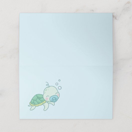 かわいいウミガメ赤ちゃんシャワーかわいいブルーボーイ プレイスカード (外部開封)
