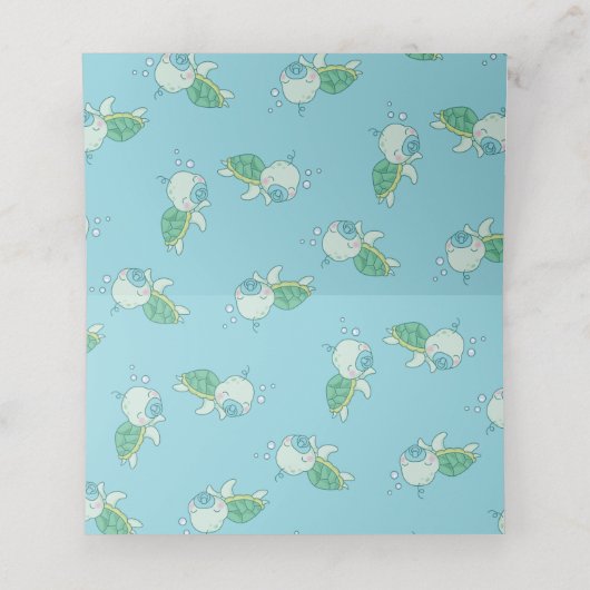 かわいいウミガメ赤ちゃんシャワーかわいいブルーボーイ プレイスカード (内部開封)