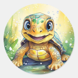 かわいいウミガメ ラウンドシール