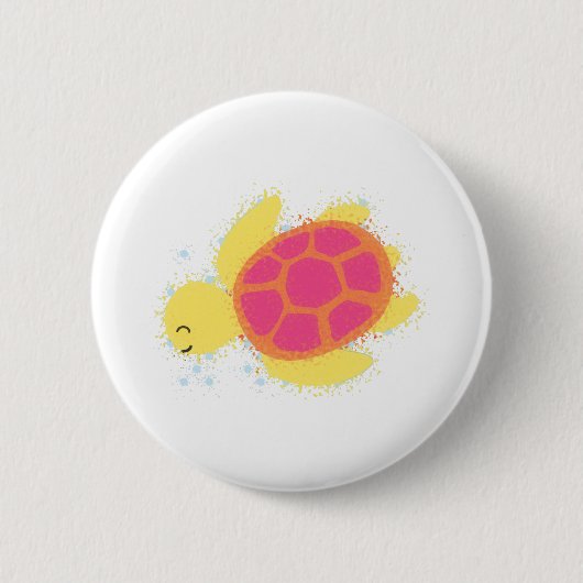 かわいいウミガメ 缶バッジ (正面)