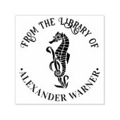 かわいいウミブタの海辺をテーマにした図書館の本 セルフインキングスタンプ (デザイン)