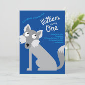 かわいいウルフドッグキッズ1歳の誕生日パーティの招待状 招待状 (スタンド正面)