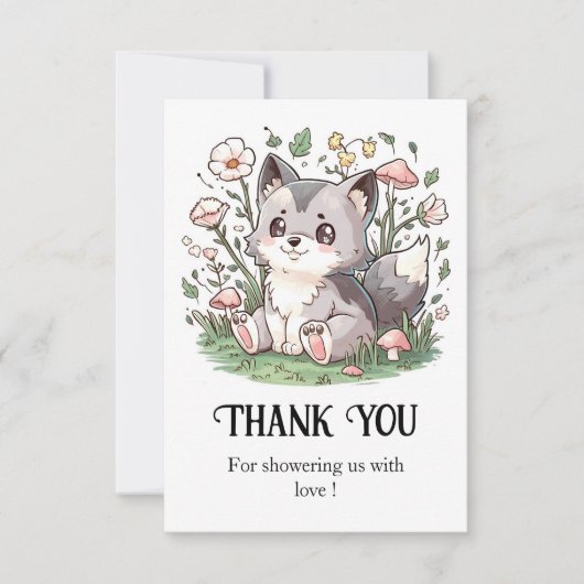 かわいいウルフベビーシャワー サンキューカード (正面)