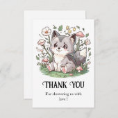 かわいいウルフベビーシャワー サンキューカード (正面/裏面)