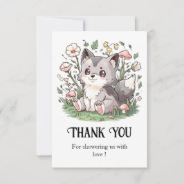 かわいいウルフベビーシャワー サンキューカード
