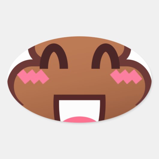 かわいいウンチemojis 楕円形シール (正面)
