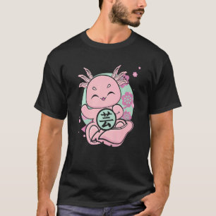 かわいいウーパールーパーと漢字の和風デザイン Tシャツ
