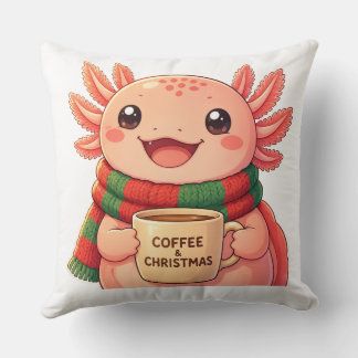 かわいいウーパールーパーのクリスマスコーヒー用スロー枕 クッション
