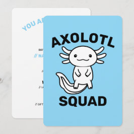 かわいいウーパールーパーのグループ 青色カスタム可能 Funny cute Axolotl Squa 招待状