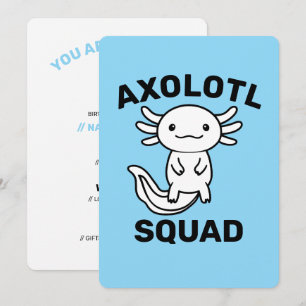 かわいいウーパールーパーのグループ 青色カスタム可能 Funny cute Axolotl Squa 招待状