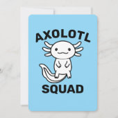 かわいいウーパールーパーのグループ 青色カスタム可能 Funny cute Axolotl Squa 招待状 (正面)